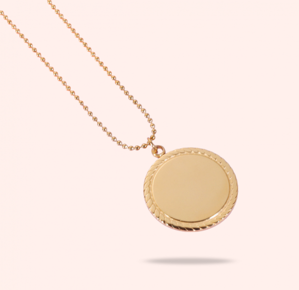 Collier Médaille Ronde Tressée – Gravure – Image 2