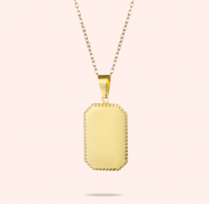 Collier Plaque Rectangulaire – Gravure