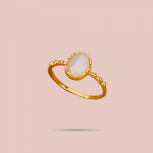 Bague Élégance Opale – Acier Inoxydable Doré