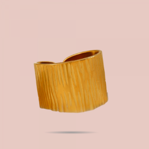 Bague Dorée Texturée – Acier Inoxydable  Ajustable