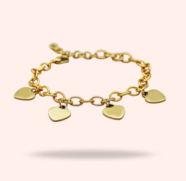 Bracelet Chaîne & Breloques Cœurs – Gravure – Image 2