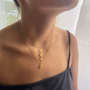 Collier Double Étoiles - acier inoxydable