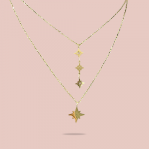 Collier Double Étoiles - acier inoxydable