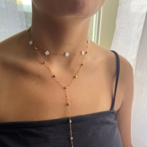 Collier Élégance Y – Doré & Fines Pierres