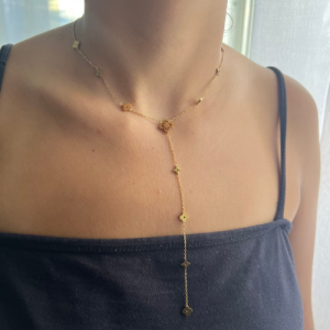 Collier Y Trèfles Dorés – Élégance & Chance